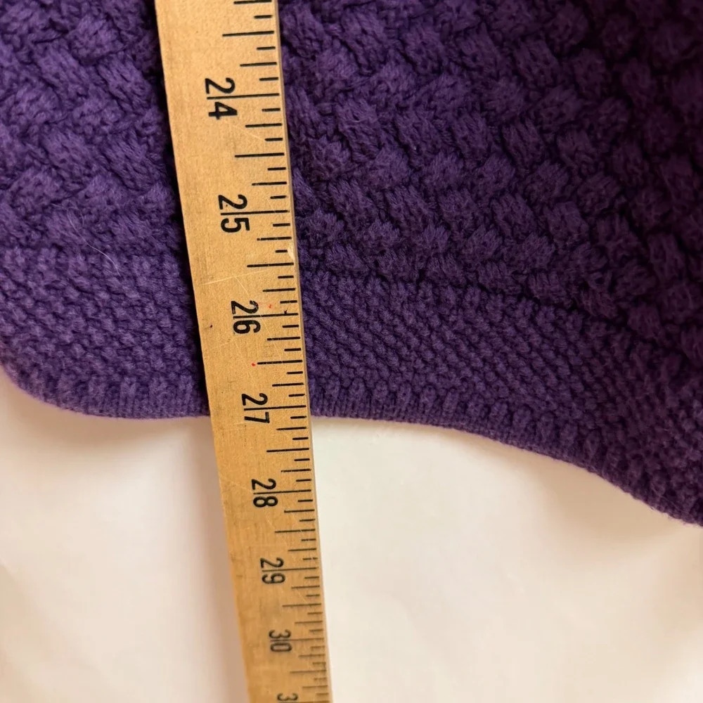 LL Bean Womens 3X Purple‎ Crochet Cable Chunky Knit Button Cardigan Sweater Ivy - Picture 8 of 8